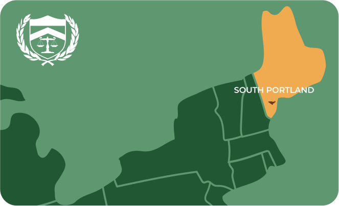State map with South Portland, Maine highlighted, showing that Cash for Arms purchases guns in South Portland