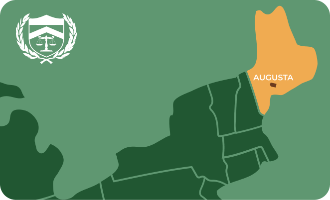 State map with Augusta, Maine highlighted, showing that Cash for Arms purchases guns in Augusta