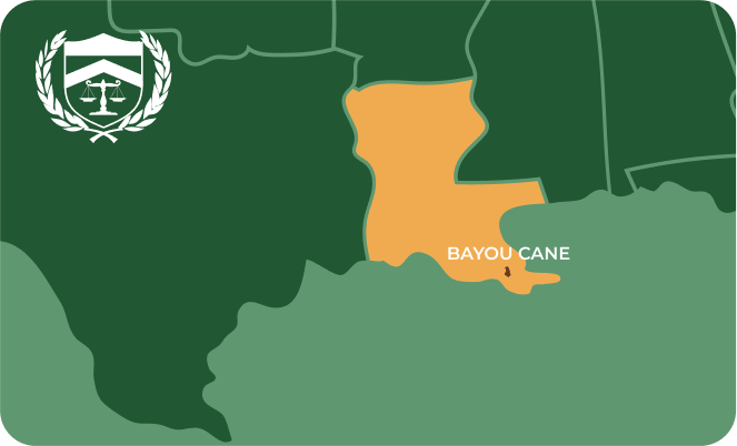 State map with Bayou Cane, Louisiana highlighted, showing that Cash for Arms purchases guns in Bayou Cane