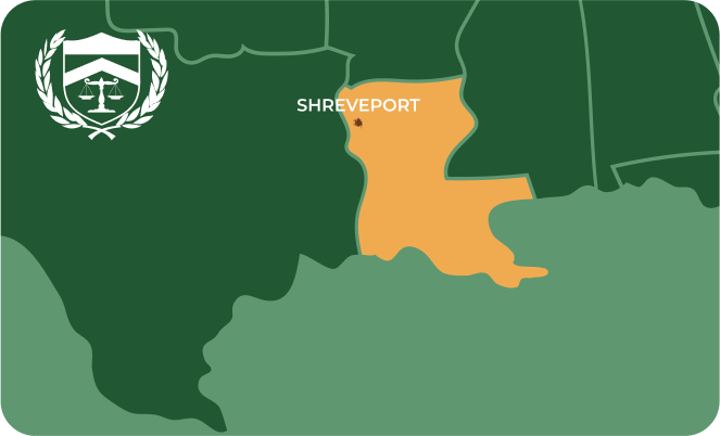 State map with Shreveport, Louisiana highlighted, showing that Cash for Arms purchases guns in Shreveport