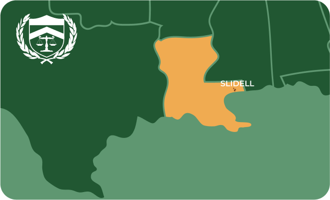 State map with Slidell, Louisiana highlighted, showing that Cash for Arms purchases guns in Slidell