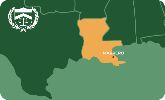 Picture of Marrero, Louisiana City Map with Marrero sign on it and places that we buy guns from.