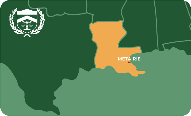 State map with Metairie, Louisiana highlighted, showing that Cash for Arms purchases guns in Metairie