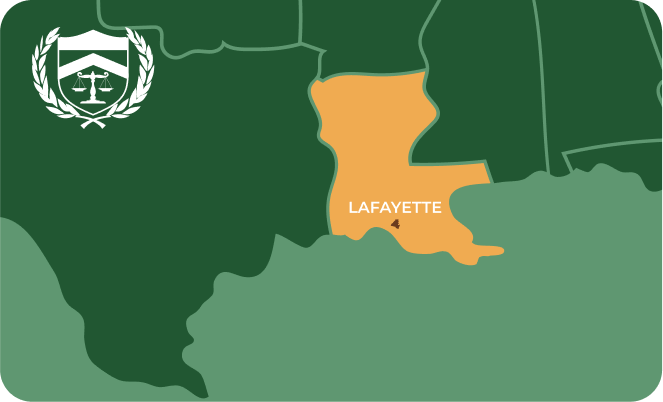 State map with Lafayette, Louisiana highlighted, showing that Cash for Arms purchases guns in Lafayette