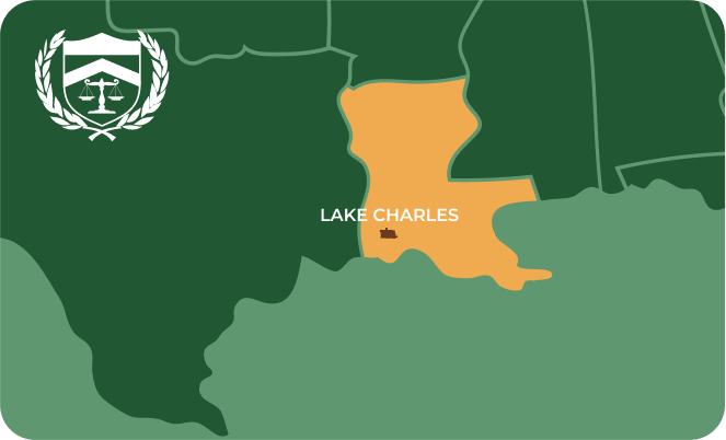 State map with Lake Charles, Louisiana highlighted, showing that Cash for Arms purchases guns in Lake Charles
