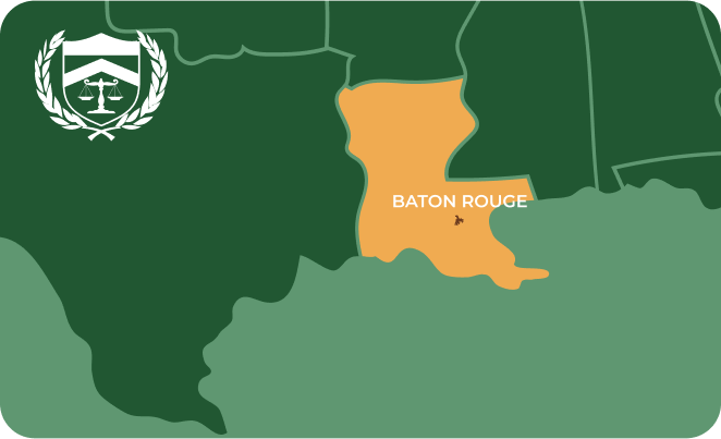 State map with Baton Rouge, Louisiana highlighted, showing that Cash for Arms purchases guns in Baton Rouge