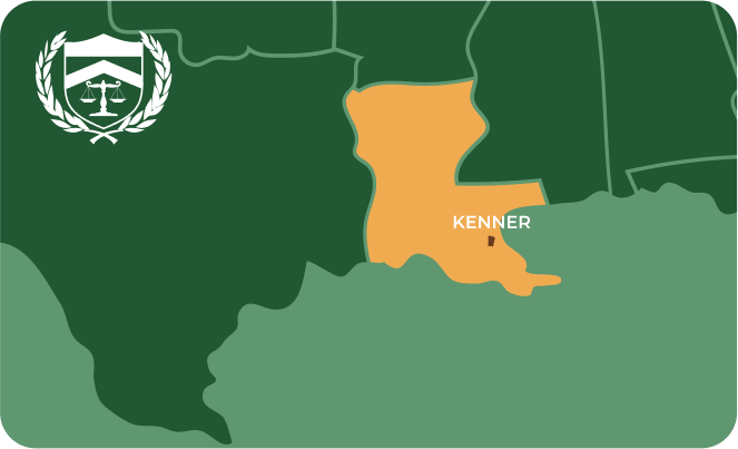 State map with Kenner, Louisiana highlighted, showing that Cash for Arms purchases guns in Kenner