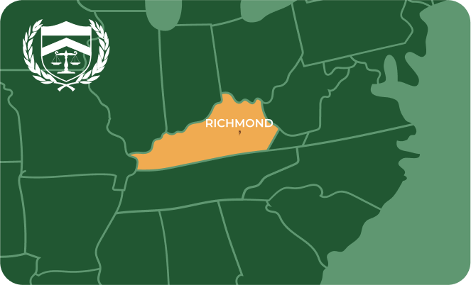 State map with Richmond, Kentucky highlighted, showing that Cash for Arms purchases guns in Richmond