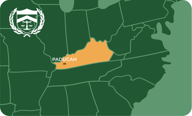 State map with Paducah, Kentucky highlighted, showing that Cash for Arms purchases guns in Paducah