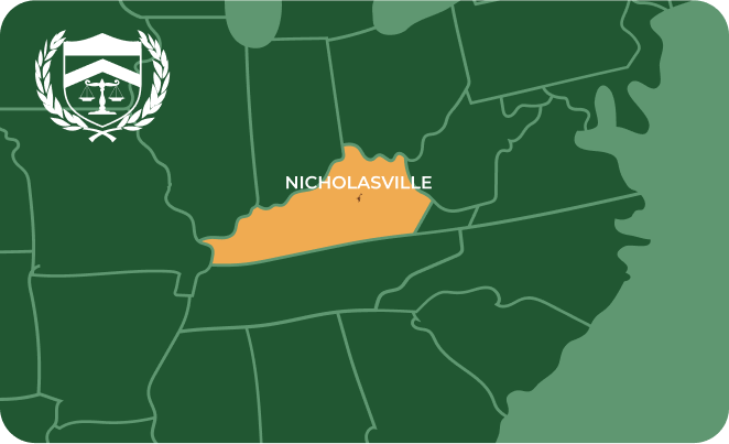 State map with Nicholasville, Kentucky highlighted, showing that Cash for Arms purchases guns in Nicholasville