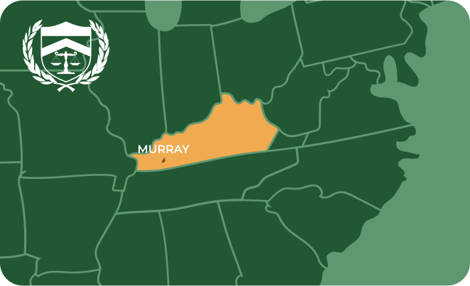 State map with Murray, Kentucky highlighted, showing that Cash for Arms purchases guns in Murray