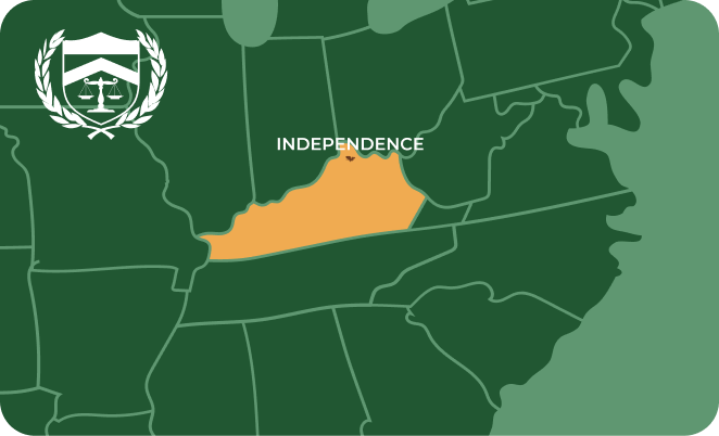 State map with Independence, Kentucky highlighted, showing that Cash for Arms purchases guns in Independence