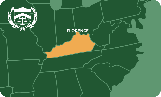 State map with Florence, Kentucky highlighted, showing that Cash for Arms purchases guns in Florence