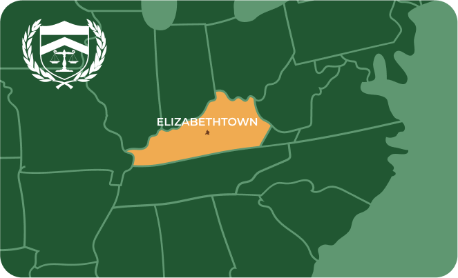 State map with Elizabethtown, Kentucky highlighted, showing that Cash for Arms purchases guns in Elizabethtown