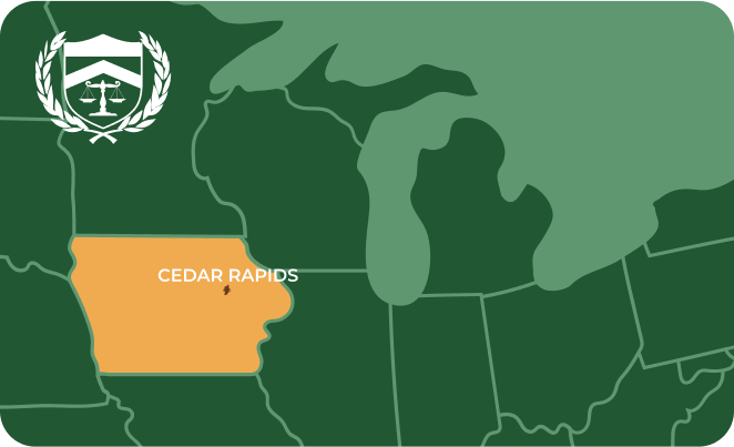 State map with Cedar Rapids, Iowa highlighted, showing that Cash for Arms purchases guns in Cedar Rapids