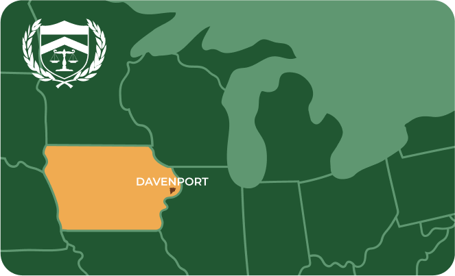 State map with Davenport, Iowa highlighted, showing that Cash for Arms purchases guns in Davenport