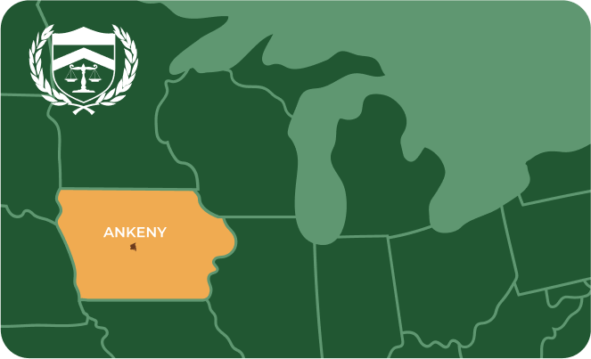 State map with Ankeny, Iowa highlighted, showing that Cash for Arms purchases guns in Ankeny