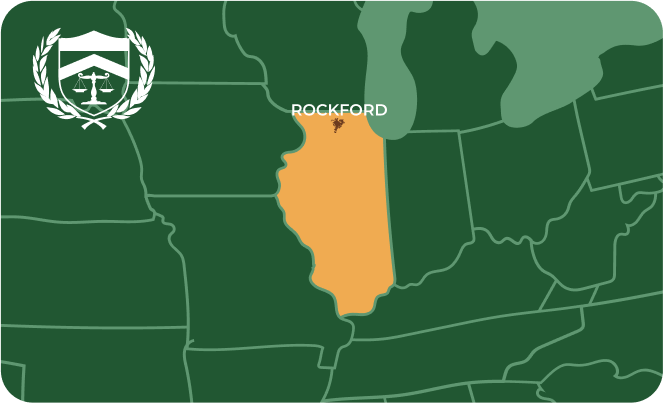 State map with Rockford, Illinois highlighted, showing that Cash for Arms purchases guns in Rockford