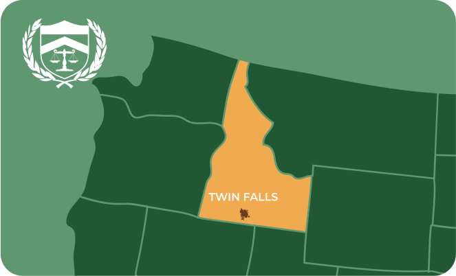 State map with Twin Falls, Idaho highlighted, showing that Cash for Arms purchases guns in Twin Falls