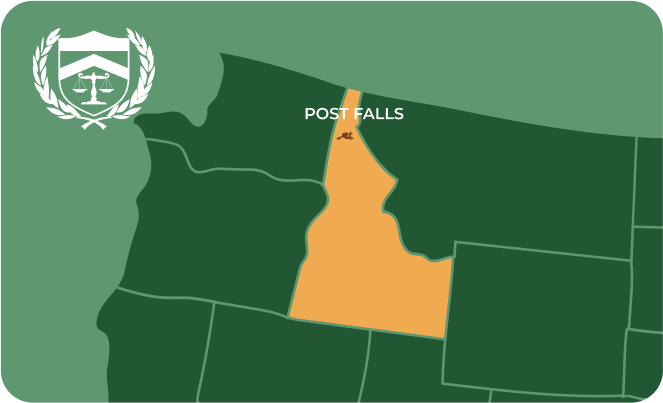 State map with Post Falls, Idaho highlighted, showing that Cash for Arms purchases guns in Post Falls
