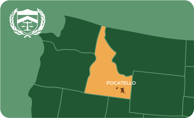 State map with Pocatello, Idaho highlighted, showing that Cash for Arms purchases guns in Pocatello