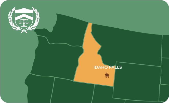 State map with Idaho Falls, Idaho highlighted, showing that Cash for Arms purchases guns in Idaho Falls