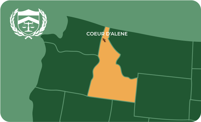 State map with Coeur d'Alene, Idaho highlighted, showing that Cash for Arms purchases guns in Coeur d'Alene