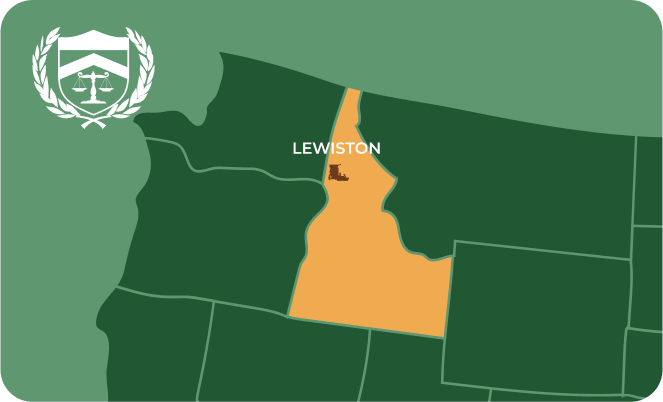 State map with Lewiston, Idaho highlighted, showing that Cash for Arms purchases guns in Lewiston