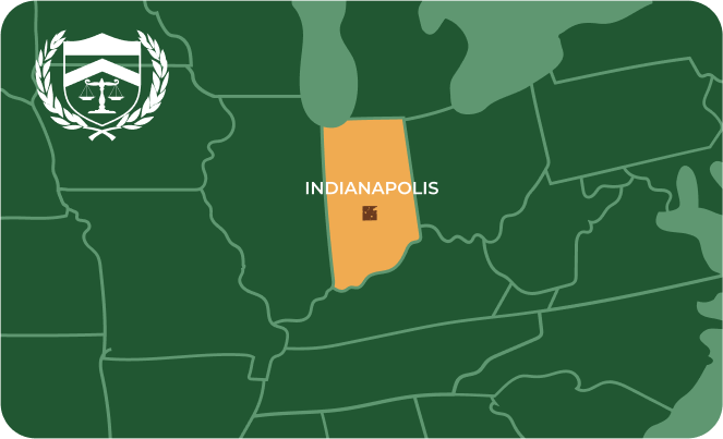 State map with Indianapolis, Indiana highlighted, showing that Cash for Arms purchases guns in Indianapolis