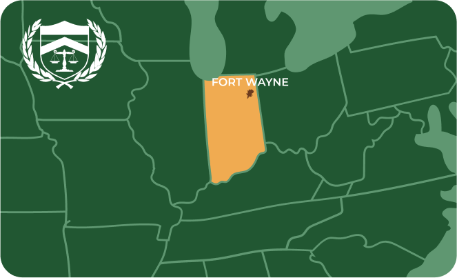State map with Fort Wayne, Indiana highlighted, showing that Cash for Arms purchases guns in Fort Wayne