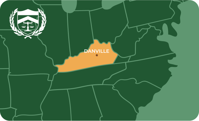State map with Danville, Kentucky highlighted, showing that Cash for Arms purchases guns in Danville