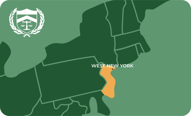 State map with West New York, New Jersey highlighted, showing that Cash for Arms purchases guns in West New York