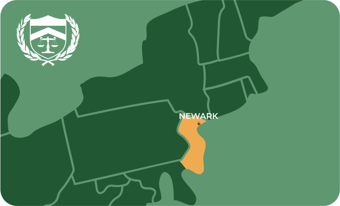 State map with Newark, New Jersey highlighted, showing that Cash for Arms purchases guns in Newark