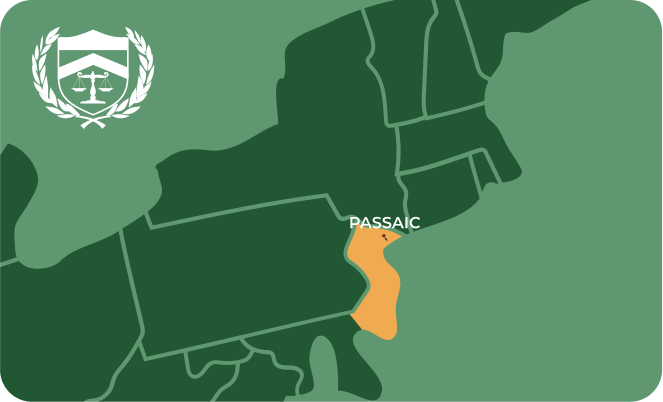 State map with Passaic, New Jersey highlighted, showing that Cash for Arms purchases guns in Passaic