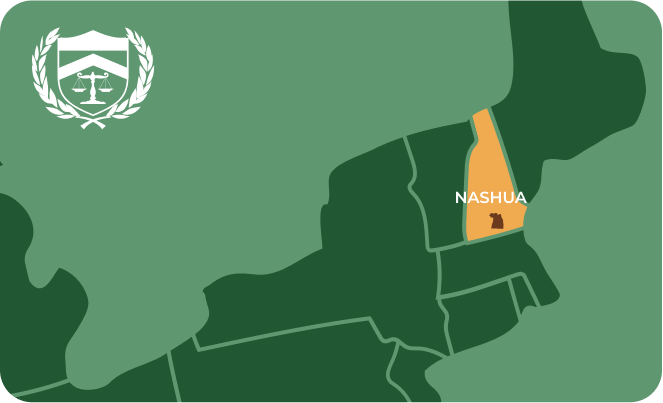State map with Nashua, New Hampshire highlighted, showing that Cash for Arms purchases guns in Nashua
