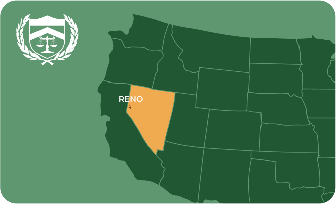 State map with Reno, Nevada highlighted, showing that Cash for Arms purchases guns in Reno