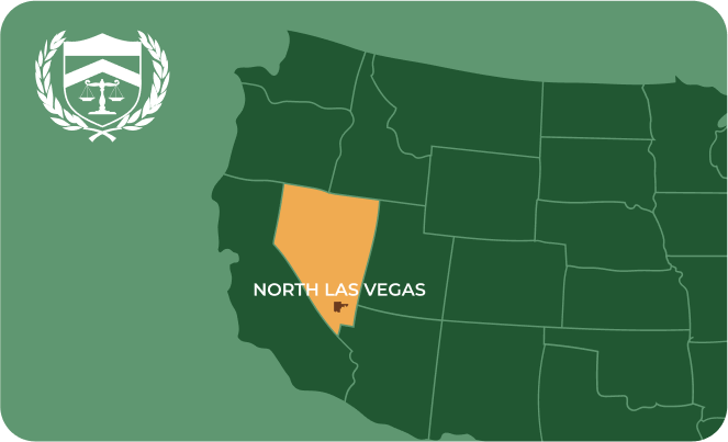 State map with North Las Vegas, Nevada highlighted, showing that Cash for Arms purchases guns in North Las Vegas