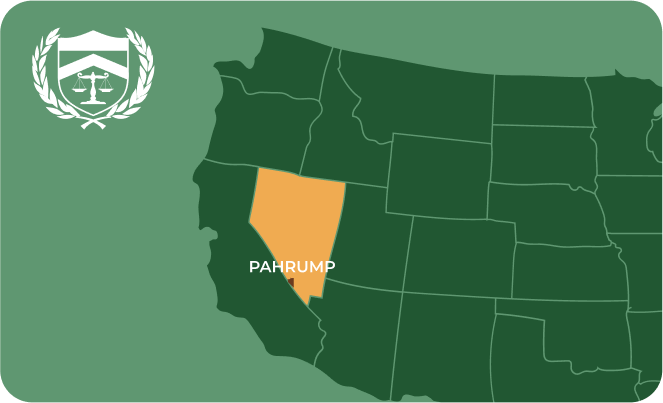 State map with Pahrump, Nevada highlighted, showing that Cash for Arms purchases guns in Pahrump