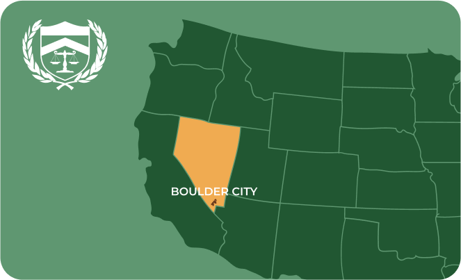 State map with Boulder City, Nevada highlighted, showing that Cash for Arms purchases guns in Boulder City