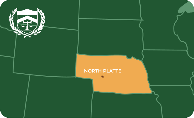 State map with North Platte, Nebraska highlighted, showing that Cash for Arms purchases guns in North Platte