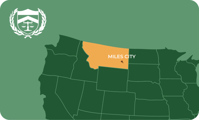 State map with Miles City, Montana highlighted, showing that Cash for Arms purchases guns in Miles City