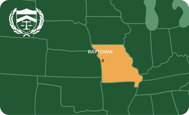 State map with Raytown, Missouri highlighted, showing that Cash for Arms purchases guns in Raytown
