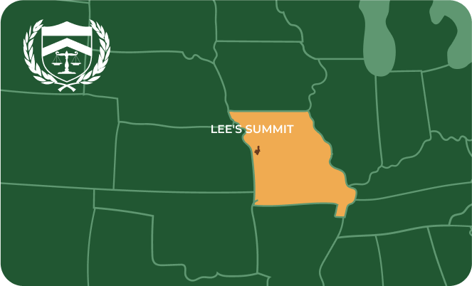 State map with Lee's Summit, Missouri highlighted, showing that Cash for Arms purchases guns in Lee's Summit
