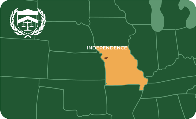 State map with Independence, Missouri highlighted, showing that Cash for Arms purchases guns in Independence