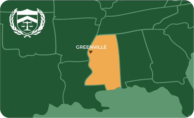 State map with Greenville, Mississippi highlighted, showing that Cash for Arms purchases guns in Greenville