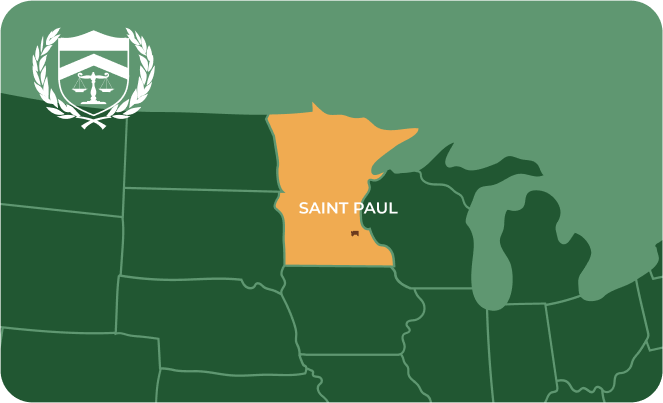 State map with Saint Paul, Minnesota highlighted, showing that Cash for Arms purchases guns in Saint Paul