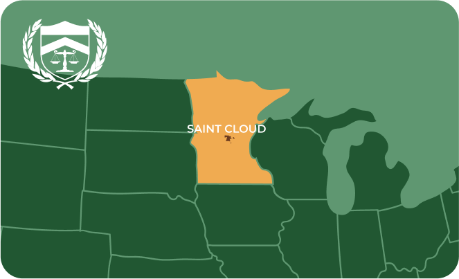 State map with Saint Cloud, Minnesota highlighted, showing that Cash for Arms purchases guns in Saint Cloud