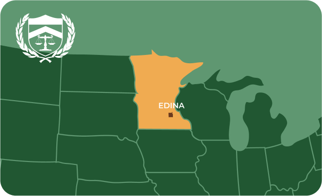 State map with Edina, Minnesota highlighted, showing that Cash for Arms purchases guns in Edina