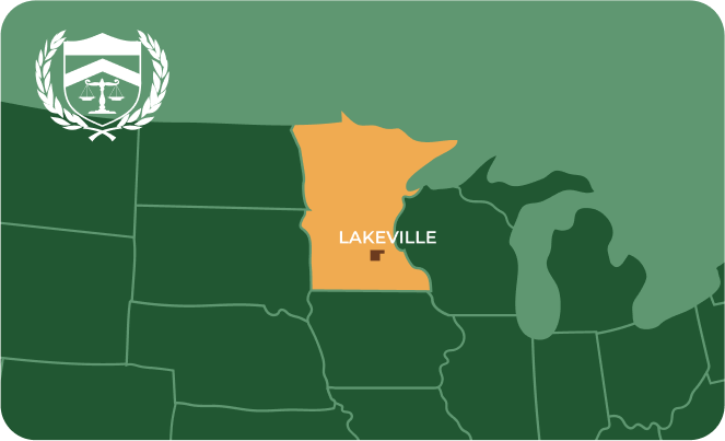 State map with Lakeville, Minnesota highlighted, showing that Cash for Arms purchases guns in Lakeville