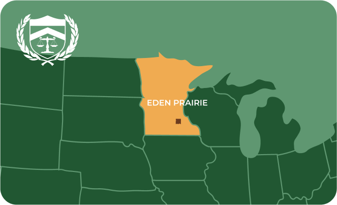State map with Eden Prairie, Minnesota highlighted, showing that Cash for Arms purchases guns in Eden Prairie